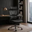 Fotoliu rotativ DELSIN ergonomic negru cu suport picioare