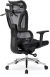 Fotoliu rotativ DELSIN ergonomic negru cu suport picioare