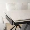 Masă ceramică extensibilă 160–220 cm, alb marmură/negru DEVON