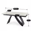Masă ceramică extensibilă 160–220 cm, alb marmură/negru DEVON