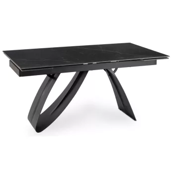   Masă ceramică extensibilă 160–220 cm, negru marmură/negru DEVON