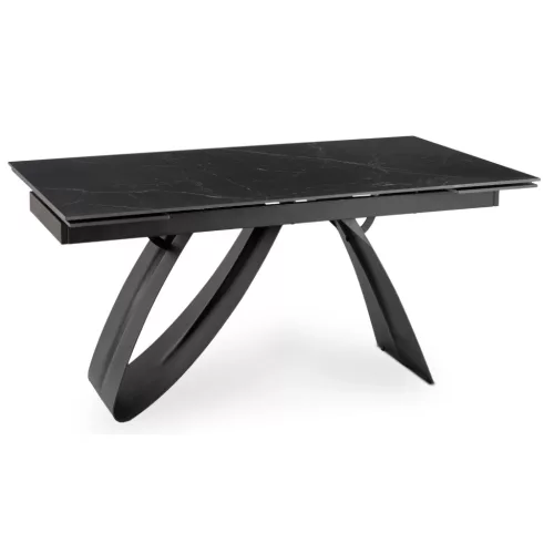 Masă ceramică extensibilă 160–220 cm, negru marmură/negru DEVON