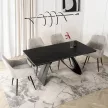 Masă ceramică extensibilă 160–220 cm, negru marmură/negru DEVON