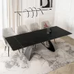 Masă ceramică extensibilă 160–220 cm, negru marmură/negru DEVON