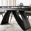 Masă ceramică extensibilă 160–220 cm, negru marmură/negru DEVON