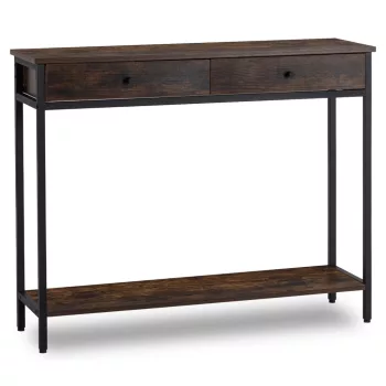   Consolă pentru hol cu sertare și poliță, 100 cm, stejar rustic/negru EVERLY