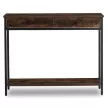 Consolă pentru hol cu sertare și poliță, 100 cm, stejar rustic/negru EVERLY