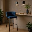 Scaun de bar catifea albastru închis FLORES