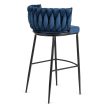 Scaun de bar catifea albastru închis FLORES