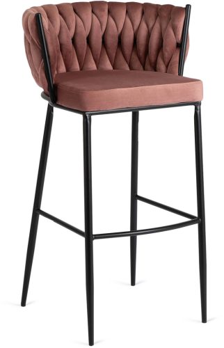 Scaun de bar catifea roz FLORES