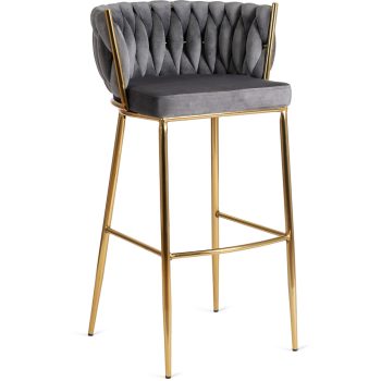 Scaun de bar catifea gri FLORES