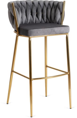 Scaun de bar catifea gri FLORES