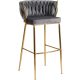 Scaun de bar catifea gri FLORES