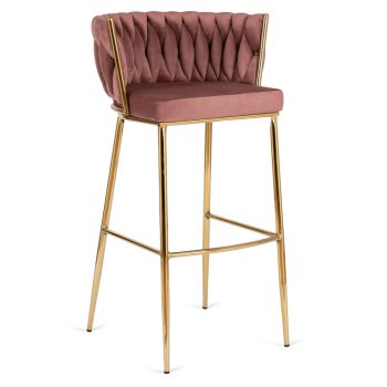 Set 2 scaune de bar catifea roz FLORES