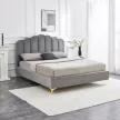 Pat 160×200 cm, gri, tapițat cu velur GEMINI