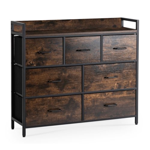 Comodă cu sertare 98 cm, stejar rustic/negru HUDSON