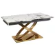 Masă extensibilă dining cu blat ceramic 160–240 cm, culoare marmură albă/auriu IBIZA