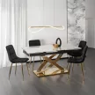 Masă extensibilă dining cu blat ceramic 160–240 cm, culoare marmură albă/auriu IBIZA