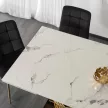 Masă extensibilă dining cu blat ceramic 160–240 cm, culoare marmură albă/auriu IBIZA