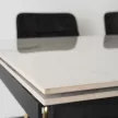 Masă extensibilă dining cu blat ceramic 160–240 cm, culoare marmură albă/auriu IBIZA