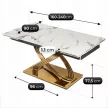 Masă extensibilă dining cu blat ceramic 160–240 cm, culoare marmură albă/auriu IBIZA