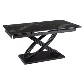   Masă extensibilă dining cu blat ceramic 160–240 cm, culoare negru IBIZA