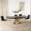 Masă extensibilă dining cu blat ceramic 160–240 cm, culoare marmură neagră/auriu IBIZA