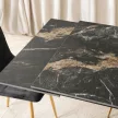 Masă extensibilă dining cu blat ceramic 160–240 cm, culoare marmură neagră/auriu IBIZA