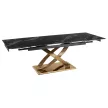 Masă extensibilă dining cu blat ceramic 160–240 cm, culoare marmură neagră/auriu IBIZA