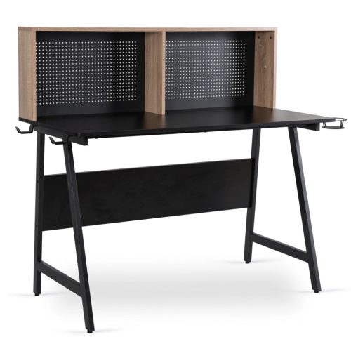 Birou gaming 138,5 cm, culoare negru/stejar sonoma ICE