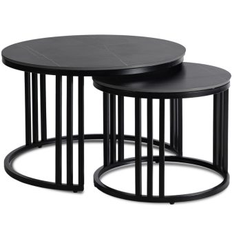   Set măsuțe de cafea ceramic, culoare marmură neagră/negru JERRY