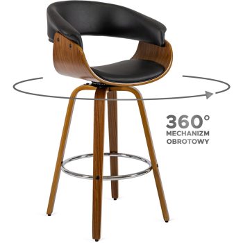   Scaun de bar rotativ elegant cu tapițerie piele ecologică neagră JERSEY