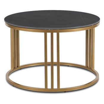 Masă ceramică culoare marmură neagră/auriu KORIN