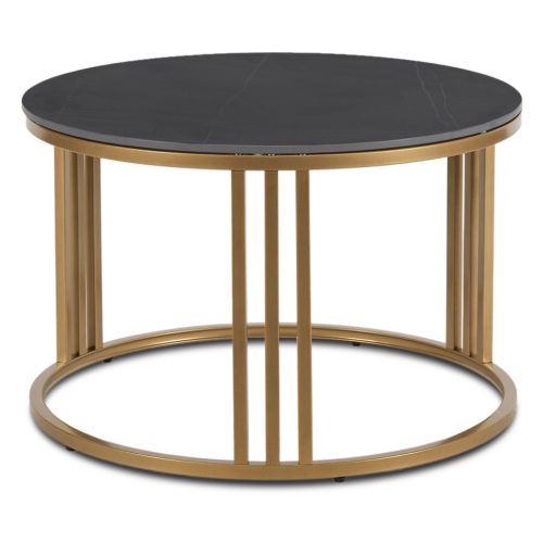 Masă ceramică culoare marmură neagră/auriu KORIN