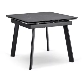   Masă extensibilă ceramică LARES 90-150 cm marmură neagră/negru