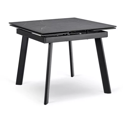 Masă extensibilă ceramică LARES 90-150 cm marmură neagră/negru