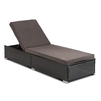 Fotoliu de grădină din ratan sintetic negru/maro – LARGO