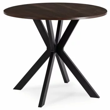 Masă de dining 90 cm, culoare nuc/negru LAUREN