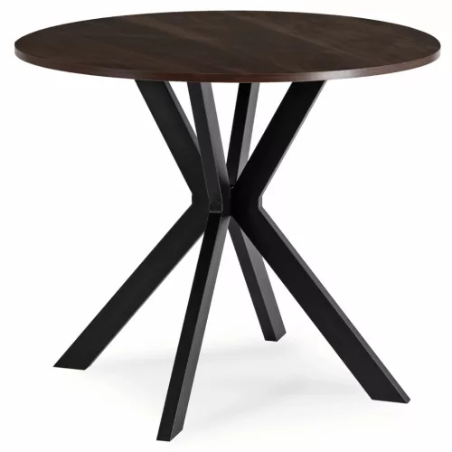 Masă de dining 90 cm, culoare nuc/negru LAUREN