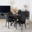 Masă de dining 90 cm, culoare nuc/negru LAUREN