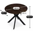 Masă de dining 90 cm, culoare nuc/negru LAUREN