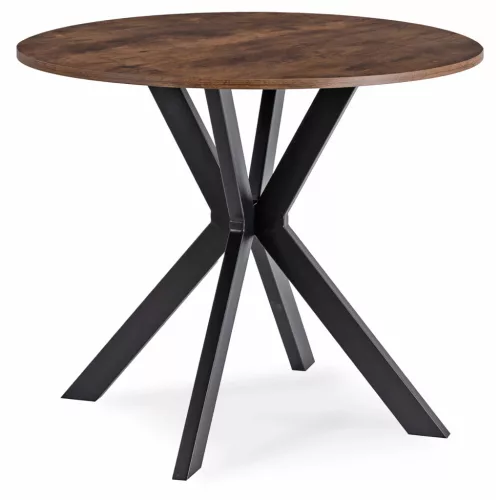 Masă de dining 90 cm, culoare stejar rustic/negru LAUREN