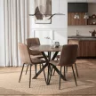 Masă de dining 90 cm, culoare stejar rustic/negru LAUREN