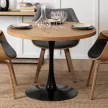 Masă de dining 100 cm, culoare stejar auriu/negru LINO