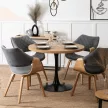 Masă de dining 100 cm, culoare stejar auriu/negru LINO