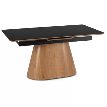   Masă ceramică extensibilă pentru dining 160–200 cm, negru/stejar LIZBONA