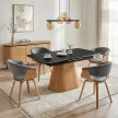 Masă ceramică extensibilă pentru dining 160–200 cm, negru/stejar LIZBONA