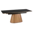Masă ceramică extensibilă pentru dining 160–200 cm, negru/stejar LIZBONA