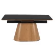 Masă ceramică extensibilă pentru dining 160–200 cm, negru/stejar LIZBONA