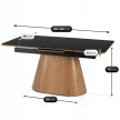 Masă ceramică extensibilă pentru dining 160–200 cm, negru/stejar LIZBONA